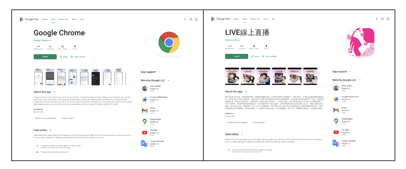 Mimicked Google Chrome Install Page